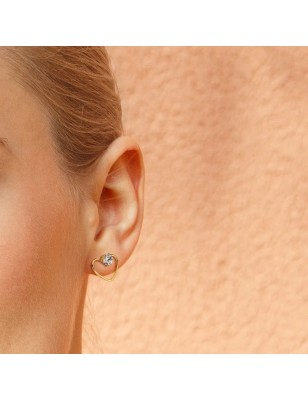 Paire Boucles d'oreille clous coeur doré avec strass