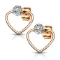 Paire Boucles d'oreille clous coeur rosé avec strass