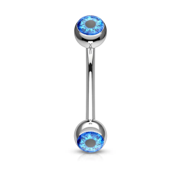 Piercing arcade acier boules oeil bleu