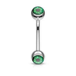 Piercing arcade acier boules oeil vert