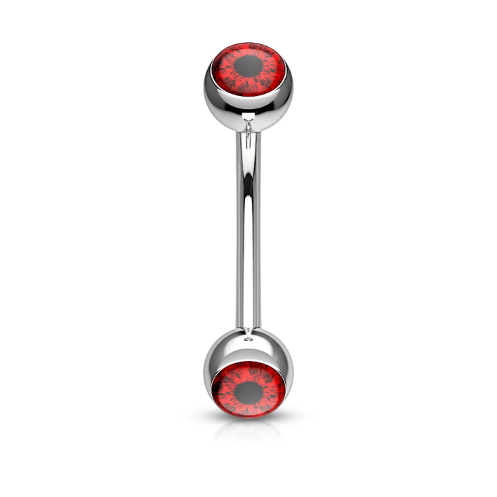 Piercing arcade acier boules oeil rouge