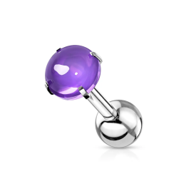 Piercing cartilage hélix à cabochon violet