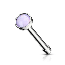 Piercing nez tige droite pierre lumineuse violet