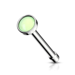 Piercing nez tige droite pierre lumineuse vert