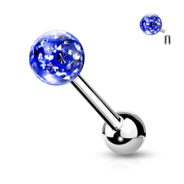 Piercing langue boule à cristaux bleu