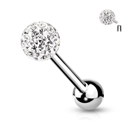 Piercing langue boule à cristaux blanc