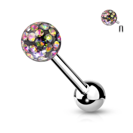Piercing langue boule à cristaux vitrail