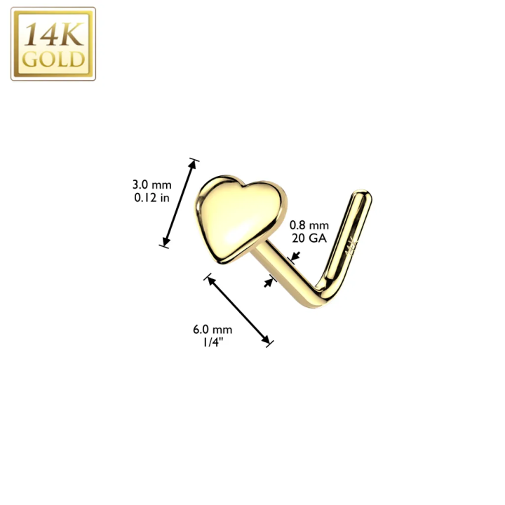 Piercing nez Or jaune 14 carats coeur