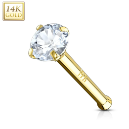 Piercing Nez Or 14K avec Gemme (Tige Droite)