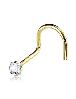 Piercing Nez Or 14K avec Gemme Carré