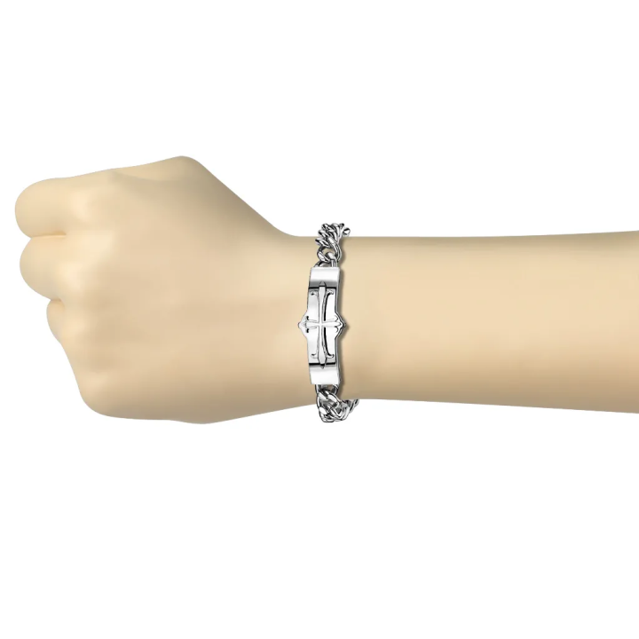 Bracelet acier inoxydable Croix Mediévale