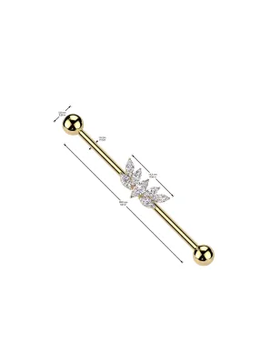 Piercing industriel éventail marquise en acier chirurgical doré