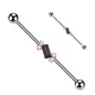 Piercing industriel zircon baguette violet en acier chirurgical