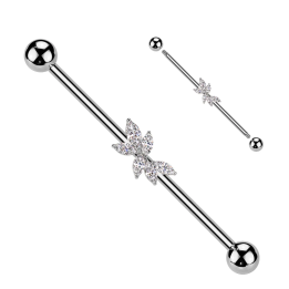 Piercing industriel zircon fleur de vigne en acier chirurgical