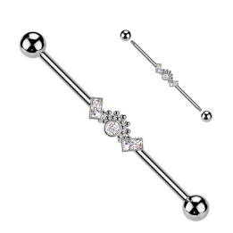 Piercing industriel zircon baguettes et cluster en acier chirurgical