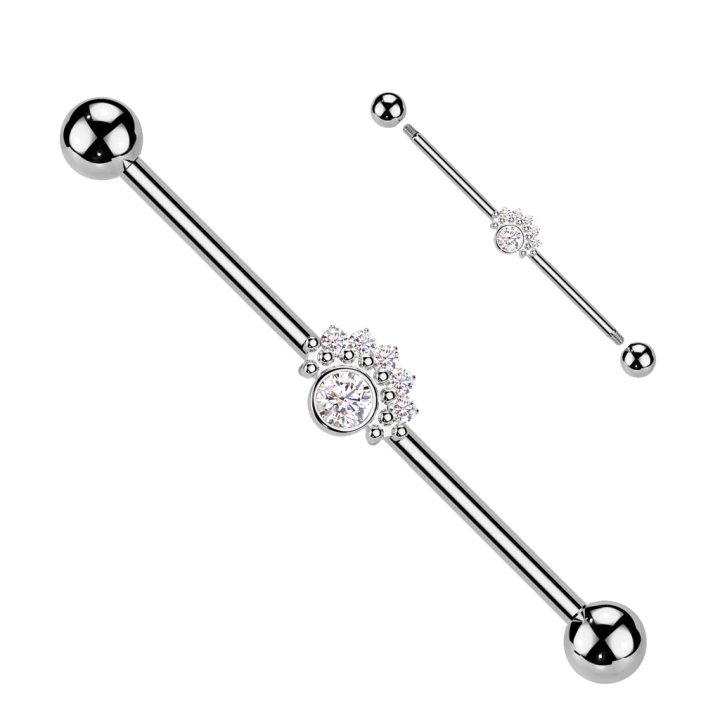 Piercing industriel zircon rond et éventail en acier chirurgical