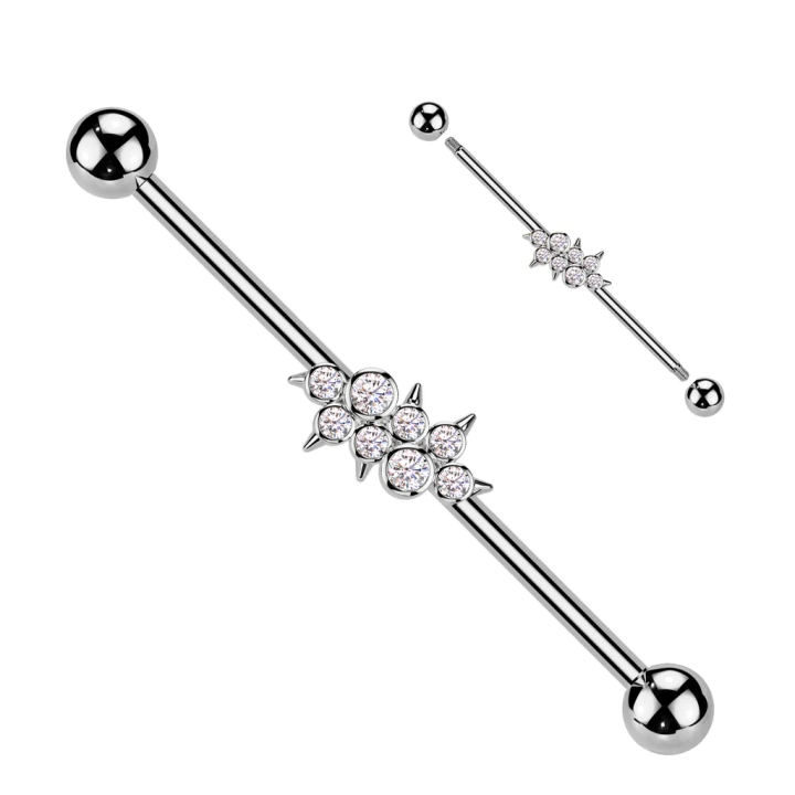 Piercing industriel zircons ronds avec spikes en acier chirurgical
