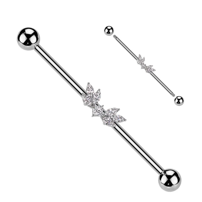 Piercing industriel zircons marquise ailes en acier chirurgical
