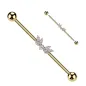 Piercing industriel zircons marquise ailes en acier chirurgical doré