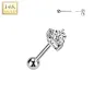 Piercing cartilage oreille or blanc 14K zircon cœur