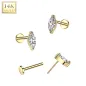 Piercing nez push-in en or jaune 14K zircon marquise