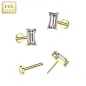 Piercing nez push-in en or jaune 14K zircon baguette