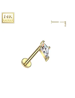 Piercing nez push-in en or jaune 14K zircon lance