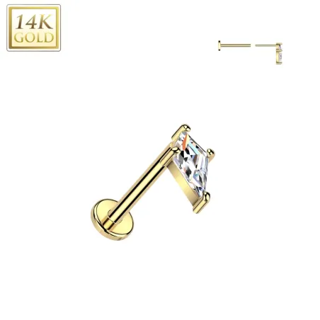 Piercing nez push-in en or jaune 14K zircon lance