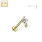 Piercing nez push-in en or jaune 14K zircon lance