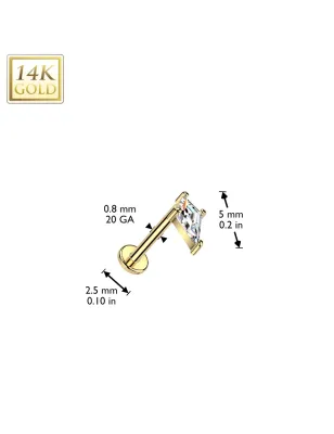 Piercing nez push-in en or jaune 14K zircon lance