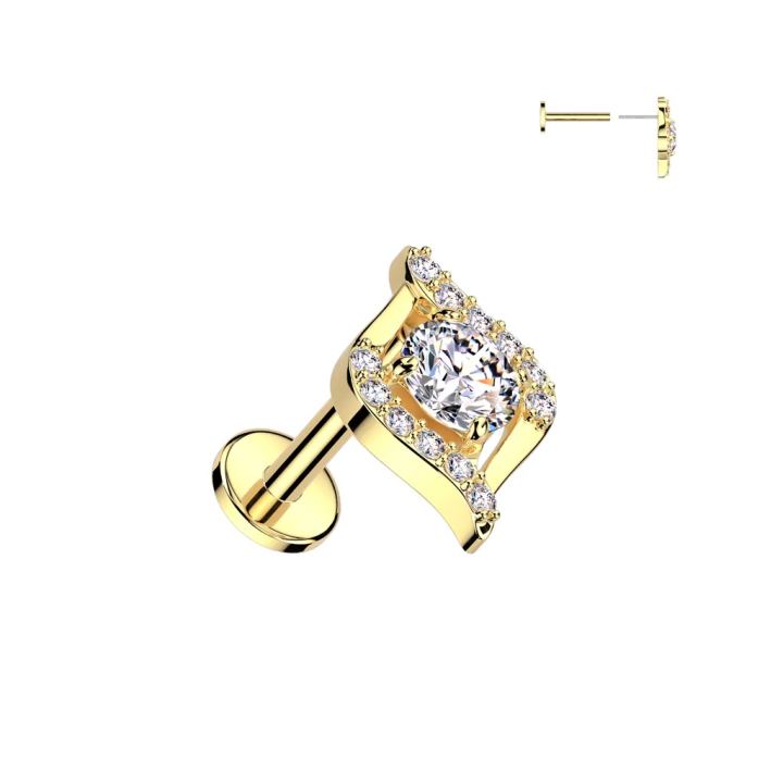 Piercing oreille en acier doré embout push-in œil égyptien