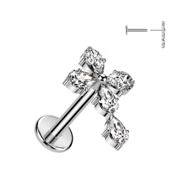 Piercing oreille en acier embout push-in croix celtique