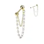 Piercing cartilage oreille acier doré chaines perles