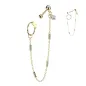 Double piercing cartilage oreille acier doré chaine et anneau croix