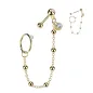 Double piercing cartilage oreille acier doré chaine et anneau billes