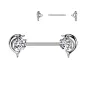 Piercing téton en acier dauphins zircons blancs