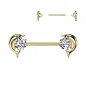 Piercing téton en acier doré dauphins zircons blancs