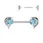 Piercing téton en acier dauphins zircons turquoises