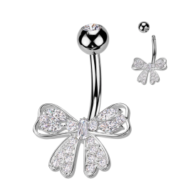 Piercing nombril nœud de ruban zirconiums