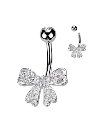 Piercing nombril nœud de ruban zirconiums