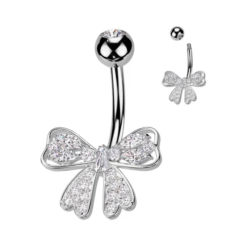 Piercing nombril nœud de ruban zirconiums