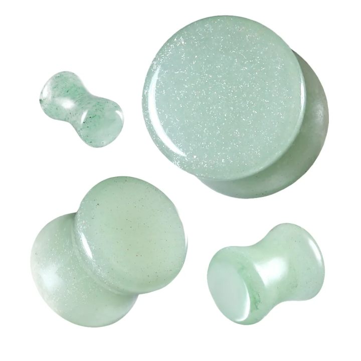 Piercing plug d'oreille en aventurine verte