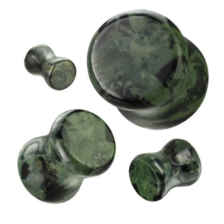 Piercing plug d'oreille en jaspe œil vert
