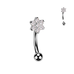 Piercing arcade en titane avec fleur sertie de zirconiums