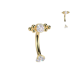 Piercing arcade en titane doré avec zircons et billes