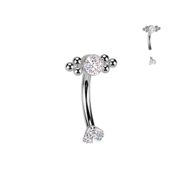 Piercing arcade en titane avec zircons et billes