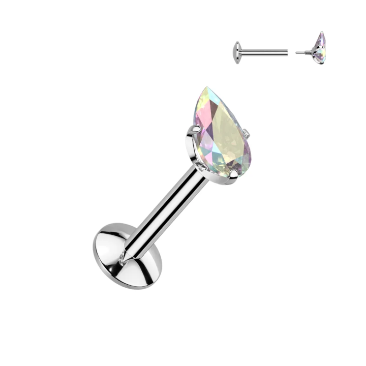 Piercing oreille en titane avec larme aurore boréale