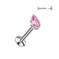 Piercing oreille en titane avec larme rose