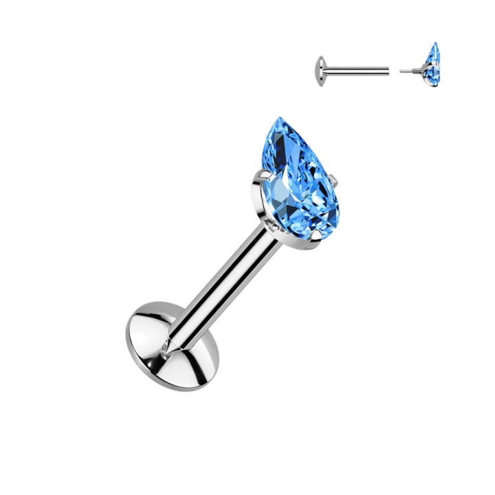 Piercing oreille en titane avec larme turquoise