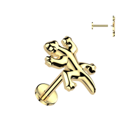 Piercing oreille en titane doré lézard gecko
